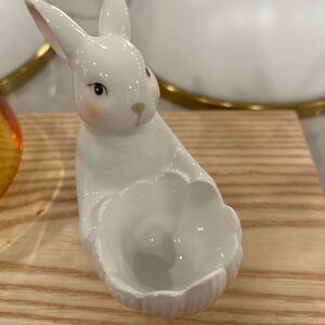 White Ceramic Easter Bunny Trinket or Egg Dish